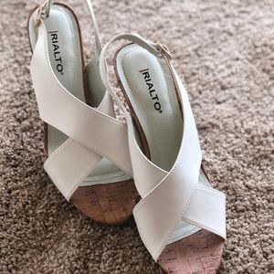 White cork sling back heel